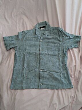 Diesel Style Lab Blue Green Textured Cotton Shirt S